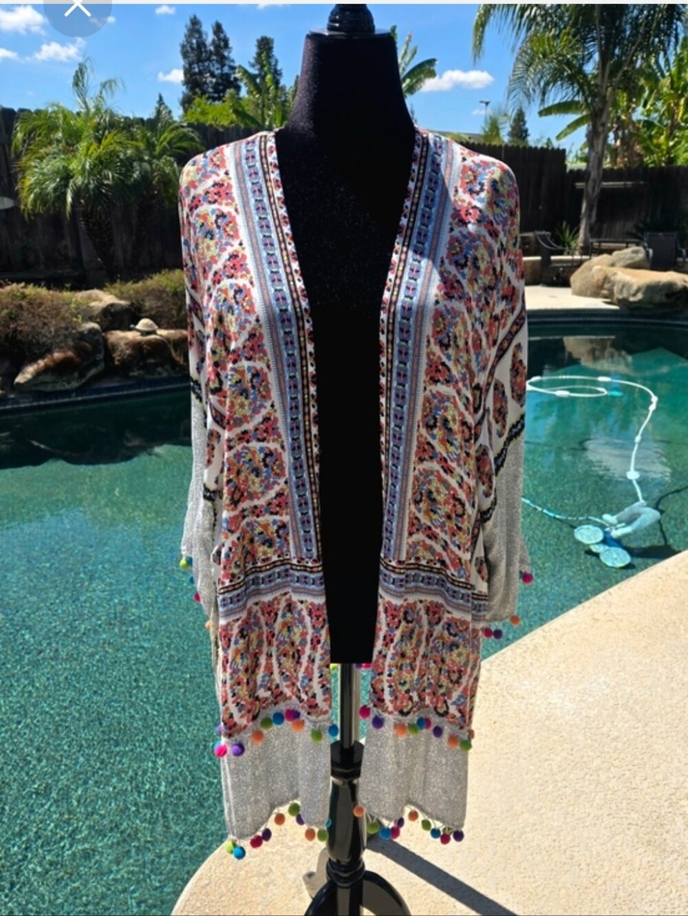 Swimsuit Coverup Kimono Top Boho XL - Picture 3 of 12